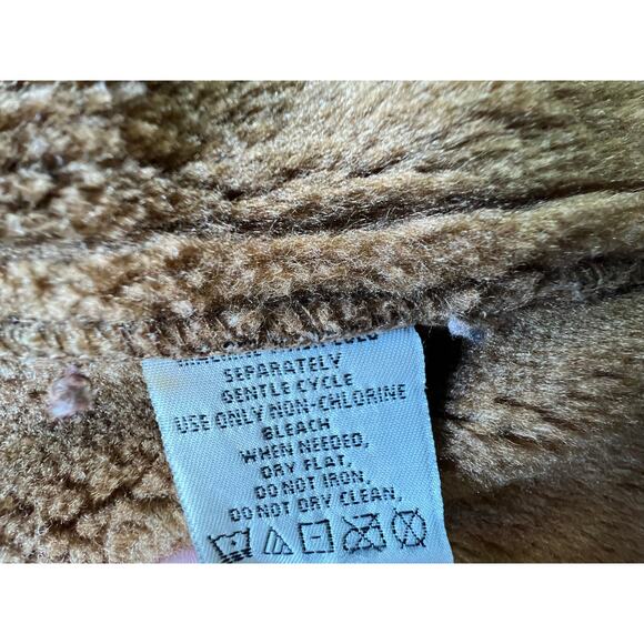 Faux suede coat, faux fur collar, Vintage Esprit w embroidery Sz Large - Picture 8 of 9